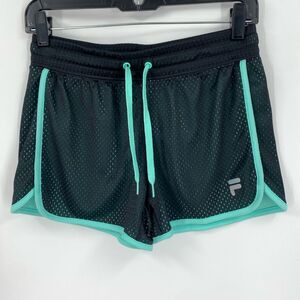 Fila Black and Green Athletic Shorts with Breathable Mesh size XS